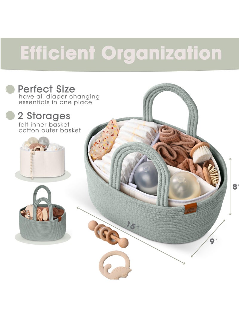 Arabest 2-in-1 Baby Diaper Caddy Organizer, Water-Resistant Lining Protection, Easy Care, Basket for Changing Table or Dresser, Multi-Use, Newborn Baby Essentials - Image 3