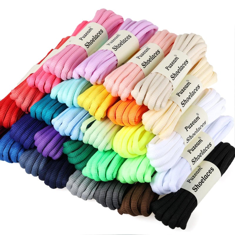 Puzeam 2 Pairs Oval Athletic Shoelaces 33 Colors 1/4" Half Round Shoe Laces for Sneakers - Navy Blue 80 - Image 4