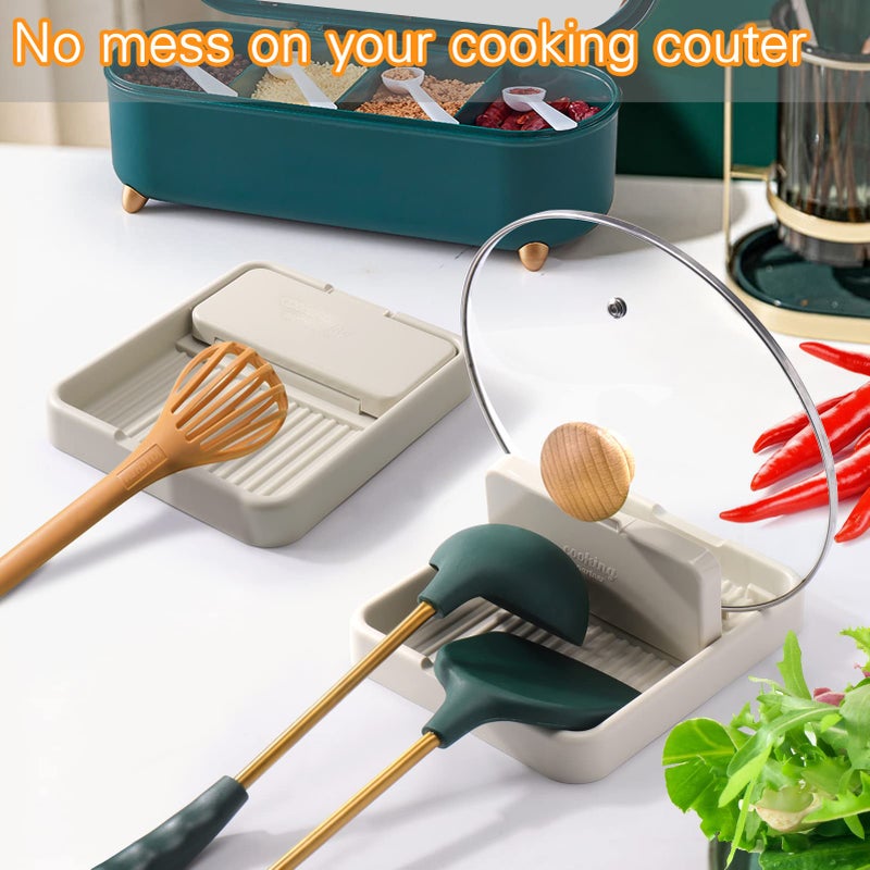 AIERSA Spoon Rest with Lid Holder for Stove Top (1 Pack) Spatula Ladle Pot Lid Utensil Rest for Countertop,Kitchen Gadgets Accessories for Cooking - Image 4