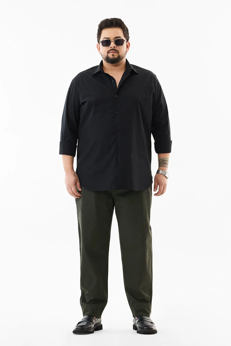 سنيتش Olive Solid Regular Fit Casual Plus Size Trousers