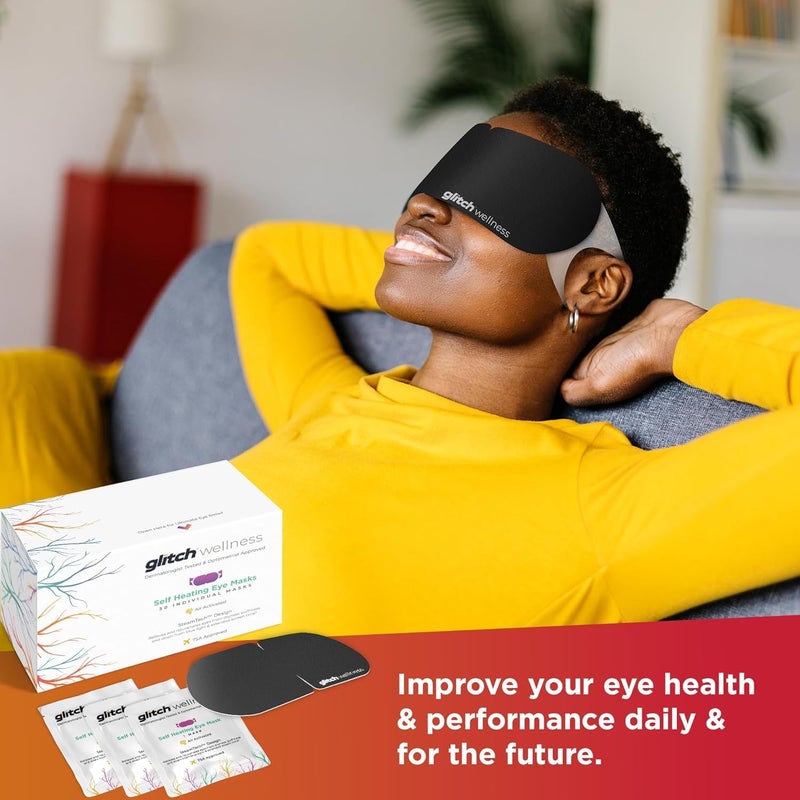Glitch Self Heating Eye Mask - Steam Eye Mask for Dry Eyes, Soothing Relief, Stress Reduction - Disposable Warm Eye Compress Moist Heat - Image 4