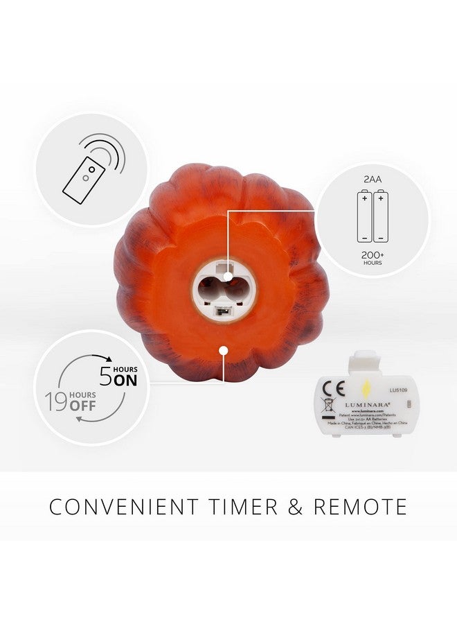 Luminara Pumpkin Figural Flameless Flickering Moving Flame LED Candle (5.25" x 4.5"), Smooth Real Unscented Wax, Time Function (Antique Orange) - Image 4