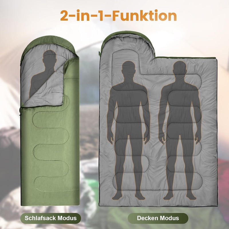 Camping Sleeping Bag - Lightweight Sleeping Bag for Adults Boys Girls, Waterproof Camping Gear for Travel and Outdoor (Olive) - Image 4