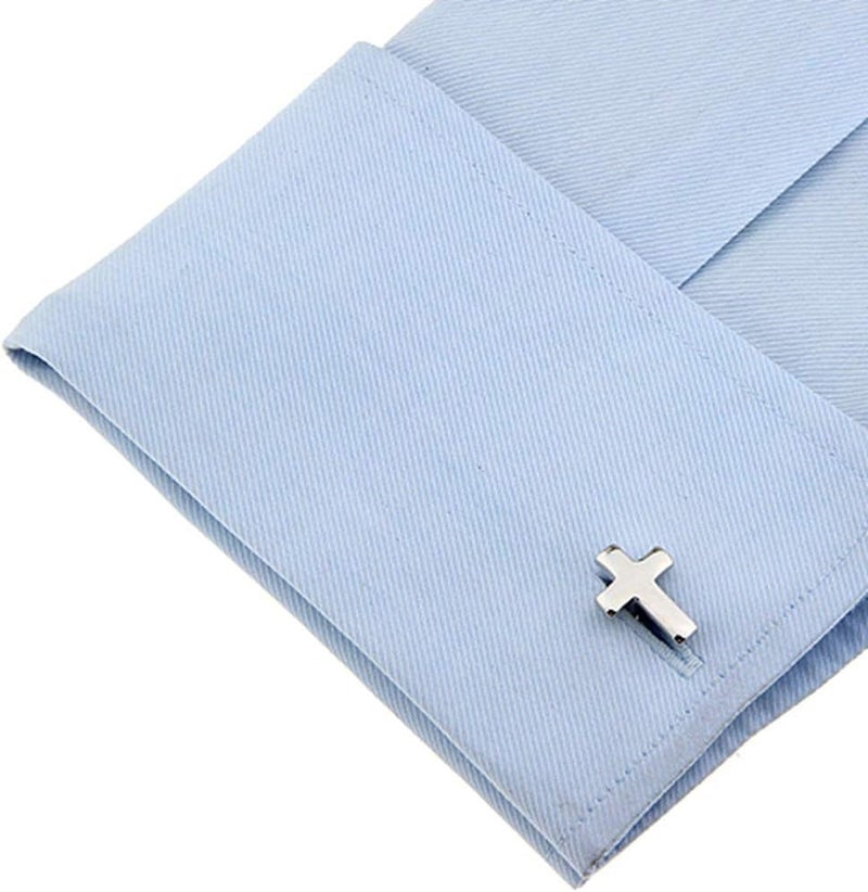 Vcufflinks Cross Christian Pair Cufflinks Silver Cuff Links - Image 4