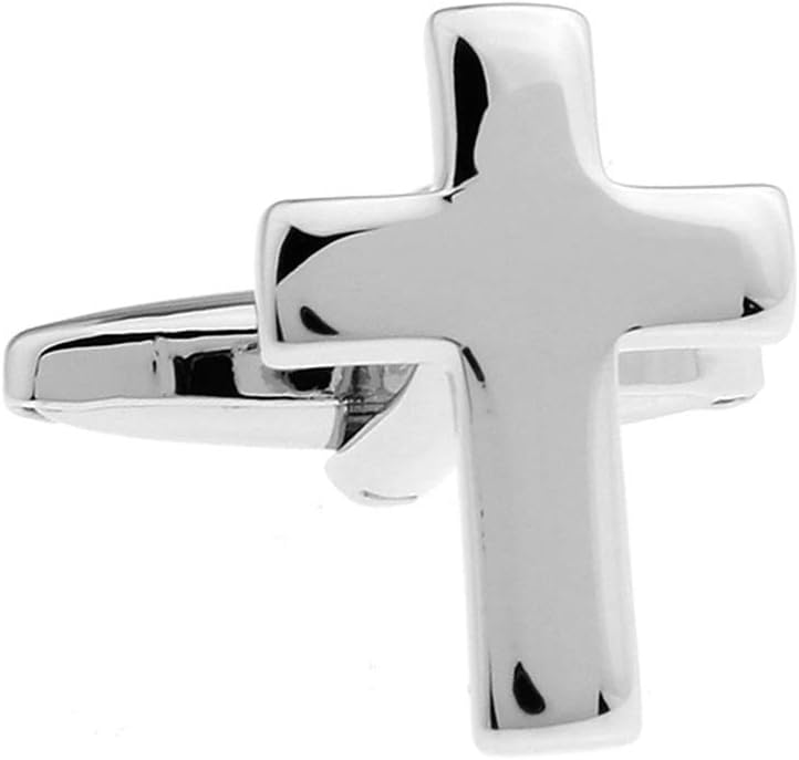 Vcufflinks Cross Christian Pair Cufflinks Silver Cuff Links - Image 1