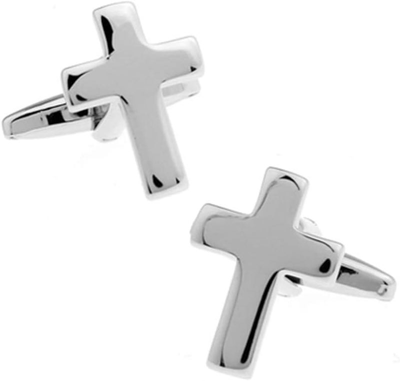 Vcufflinks Cross Christian Pair Cufflinks Silver Cuff Links - Image 2