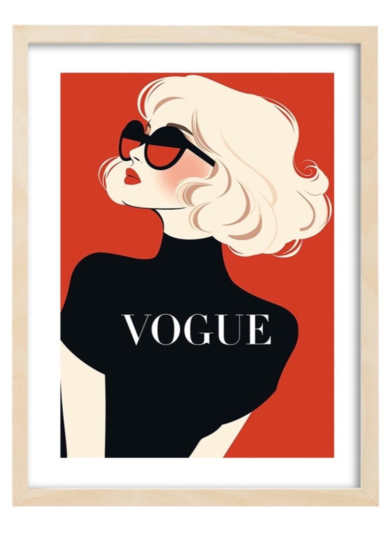 Boomah Accessories Vogue Fashion Girl Design Abstract Wall Art Poster with Frame 30x40cm 