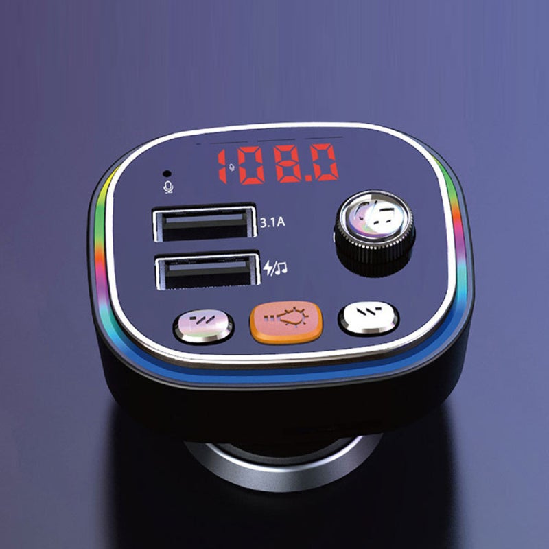 C20 جهاز إرسال FM للسيارة، مشغل صوتي مزدوج USB مع بلوتوث للسيارة ومشغل MP3 مع أضواء ملونة، ملحق قيادة حر اليدين للمكالمات - Image 3