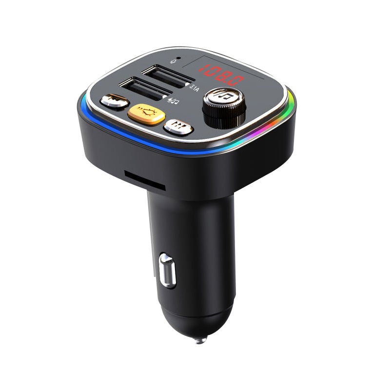 C20 جهاز إرسال FM للسيارة، مشغل صوتي مزدوج USB مع بلوتوث للسيارة ومشغل MP3 مع أضواء ملونة، ملحق قيادة حر اليدين للمكالمات - Image 1