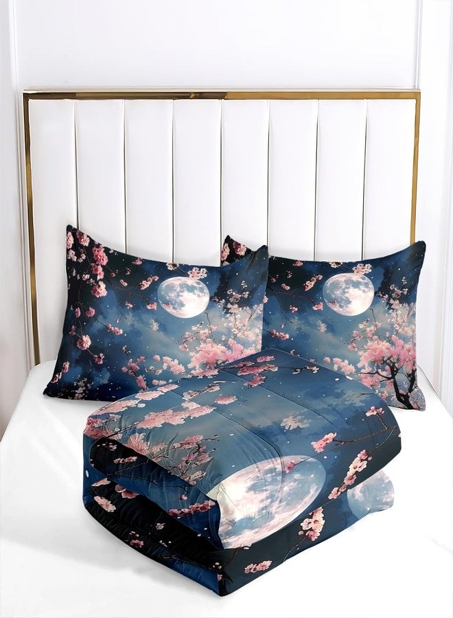 CCoutueChen Cherry Blossom Comforter Set Twin Size Kids Japanese Soft Bedding,2 Pcs Warm Microfiber Quilt Set with 1 Pillowcase/68 * 86 - Image 4