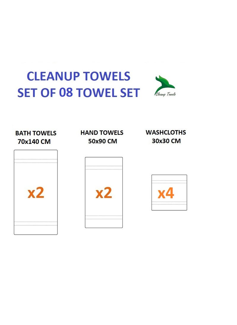CLEANUP TOWELS - Cleanup Towels Set of 08. Durable Quality With Excellent Color Options Specially Designed To Match Your Washroom As You Desire. Well Absorbant Durable Lasts Long. 600 + GSM Guranteed. - Image 1