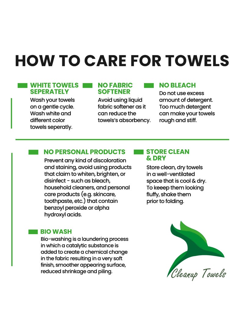 CLEANUP TOWELS - Cleanup Towels Set of 08. Durable Quality With Excellent Color Options Specially Designed To Match Your Washroom As You Desire. Well Absorbant Durable Lasts Long. 600 + GSM Guranteed. - Image 1