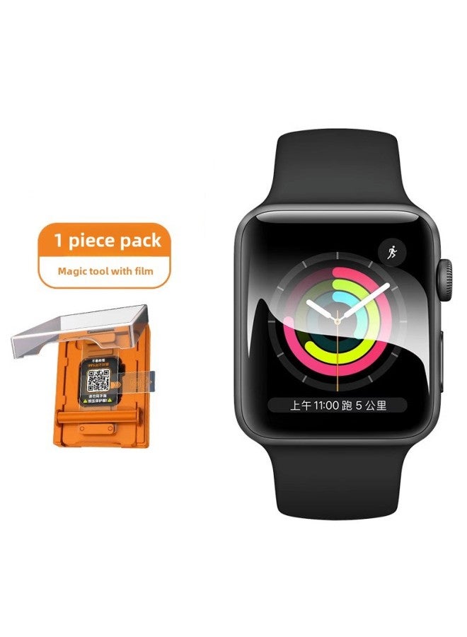 Watch 7 8 9 Series Stainless Steel Film Full Screen Soft Film Watch 6 Generation Handwatch Sticker-Color:4K HD  With Film Artifact-Dimensions:WatchSeries10-46mm - Image 1