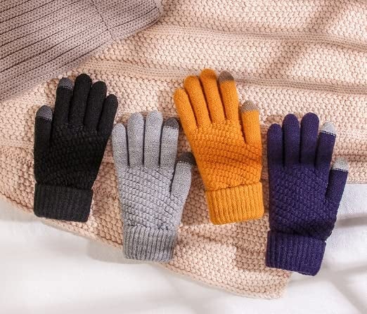 Krystle Winter Touchscreen Gloves for Women, 1 Pairs Women's Warm Driving Gloves Thermal Knit Soft Fleece Lined Texting Gloves_Pack Of 01(Free Size,Beige) - Image 2