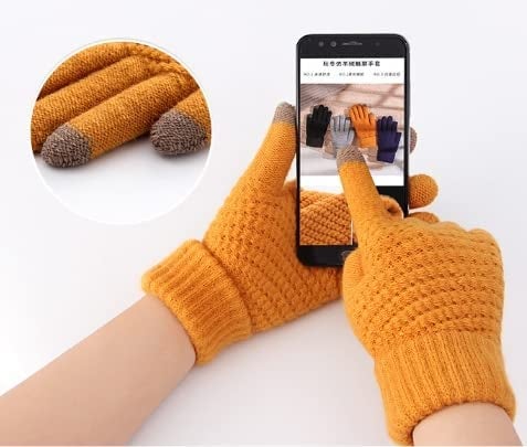Krystle Winter Touchscreen Gloves for Women, 1 Pairs Women's Warm Driving Gloves Thermal Knit Soft Fleece Lined Texting Gloves_Pack Of 01(Free Size,Beige) - Image 4