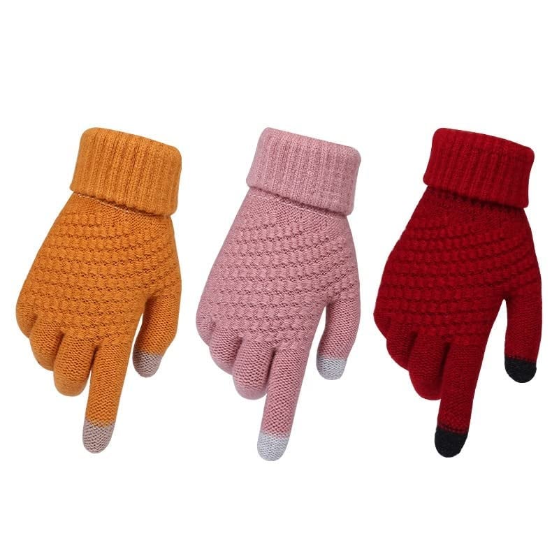 Krystle Winter Touchscreen Gloves for Women, 1 Pairs Women's Warm Driving Gloves Thermal Knit Soft Fleece Lined Texting Gloves_Pack Of 01(Free Size,Beige) - Image 5