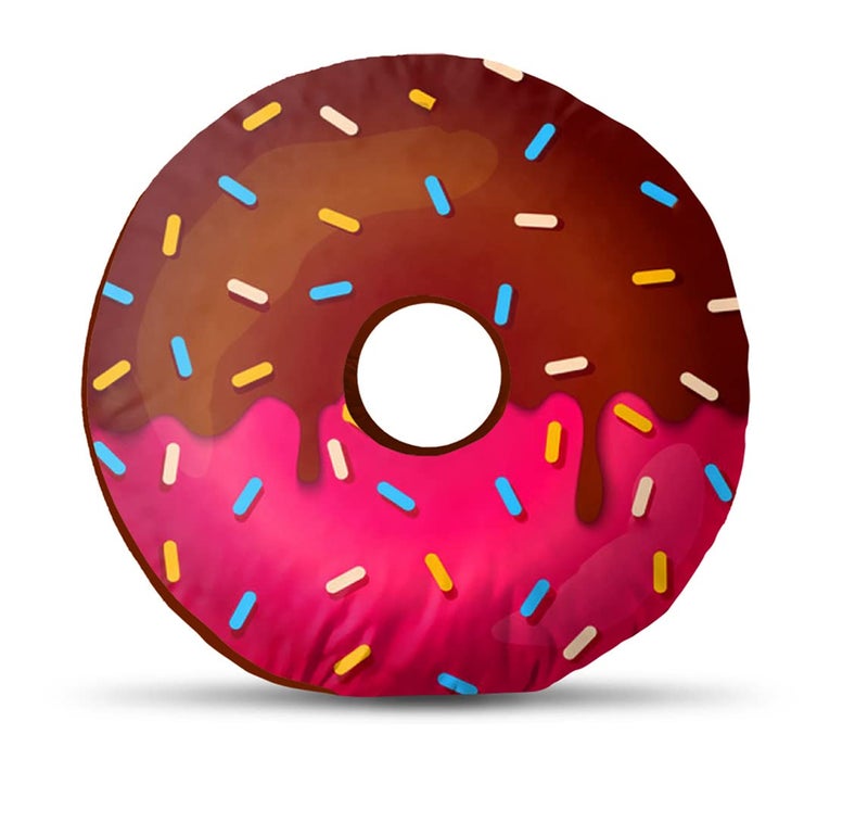 DREAMVIO Velvet Donut/Doughnut Plush Cushion/Pillow for Kids - 14X14 Inch, Design22 (Multicolor) - Image 1