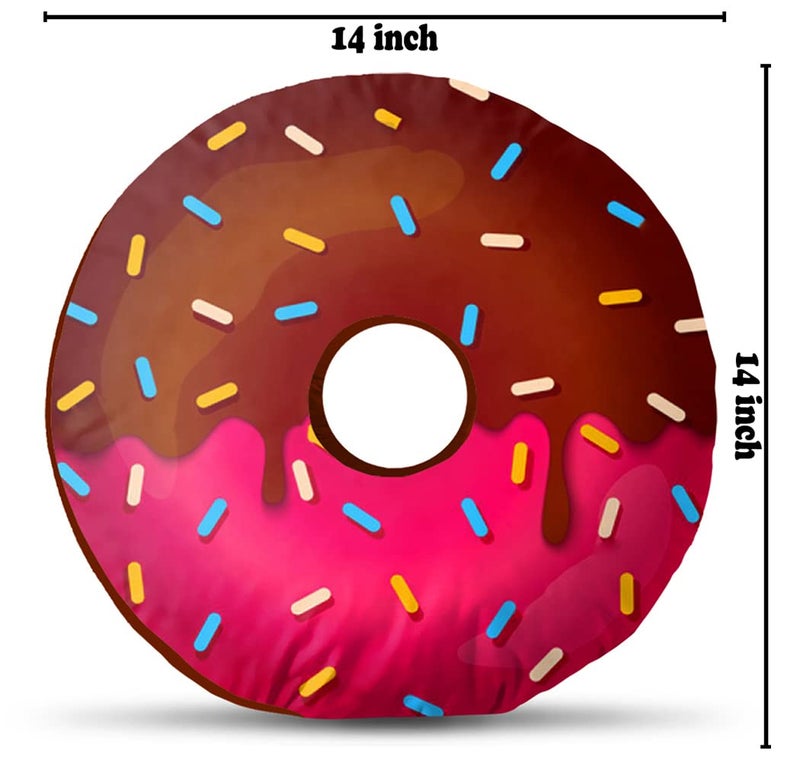 DREAMVIO Velvet Donut/Doughnut Plush Cushion/Pillow for Kids - 14X14 Inch, Design22 (Multicolor) - Image 2