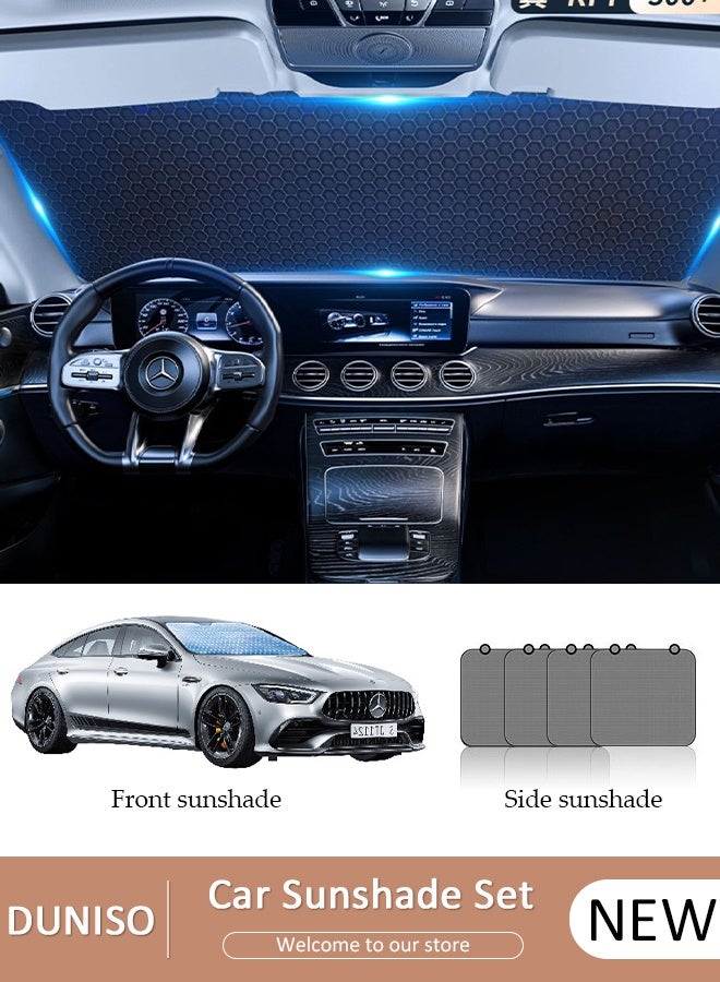 DUNISO 5-Piece Windshield Sunshade Set for Three-compartment Car Car Window Shade Front Windshield Shades UV Rays Sun Visor Protector Easy to Use Fits Windshields Keep Car Cool - Image 1