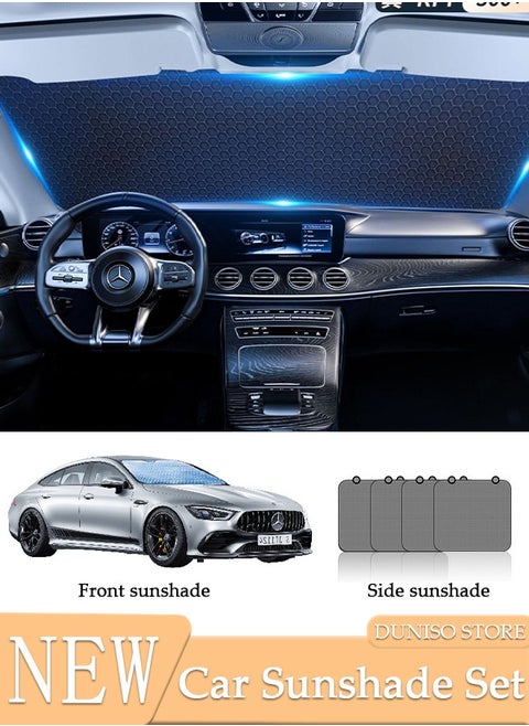 5-Piece Windshield Sunshade Set for Three-compartment Car Car Window Shade Front Windshield Shades UV Rays Sun Visor Protector Easy to Use Fits Windshields Keep Car Cool