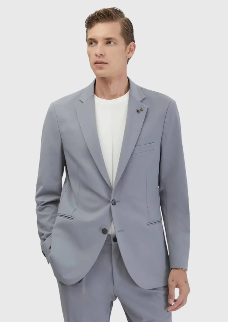 RAMSEY Light Grey Plain Comfort Fit Suit