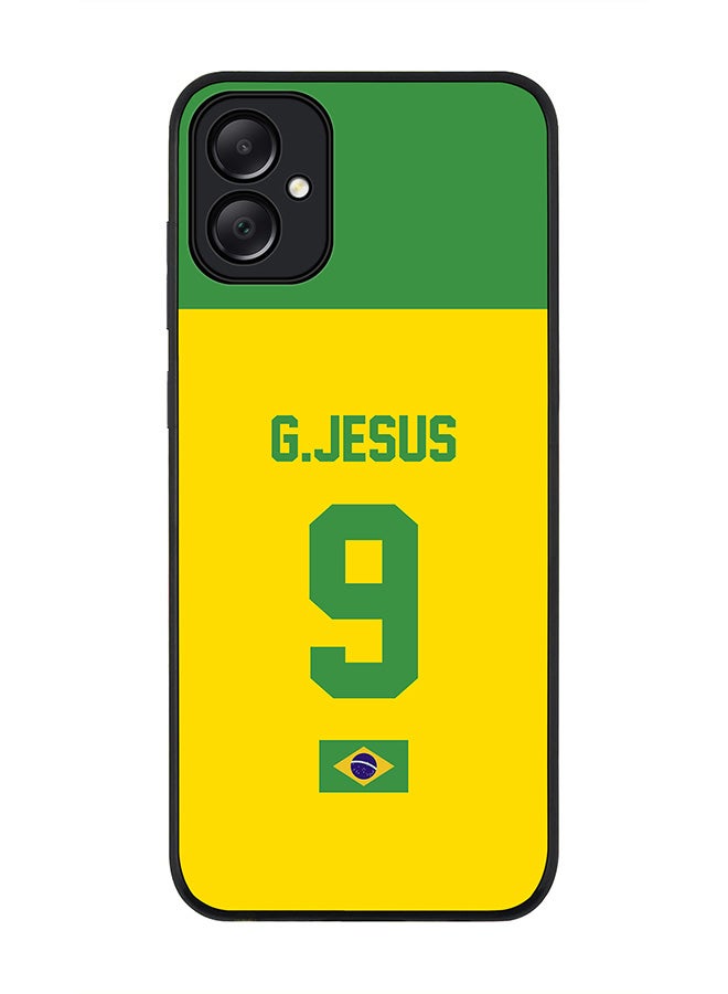 Stylizedd Rugged Black edge case for Samsung Galaxy A05, Slim fit Soft Case Flexible Thin Cover- Football Team-Brazil, Player Name-G.Jesus - Image 1