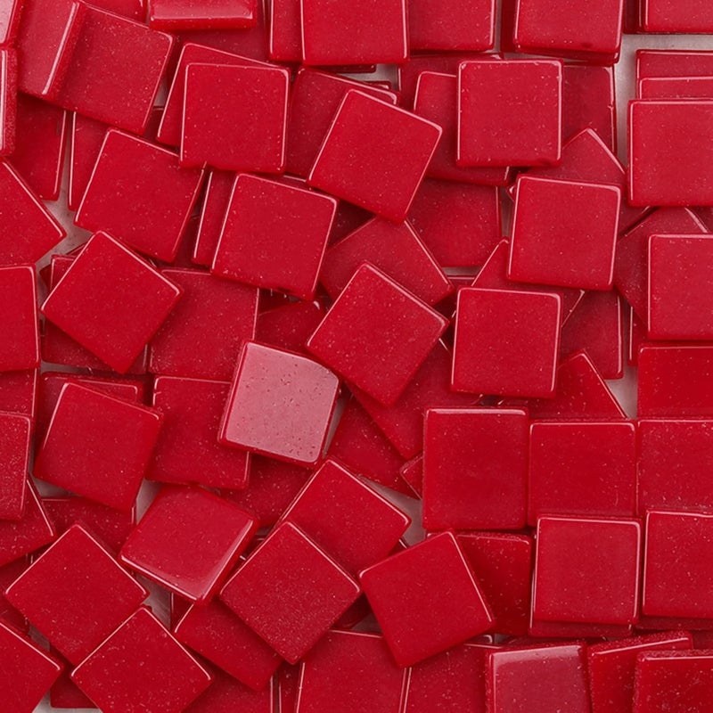 Mosaic Tiles for Crafts Assorted Color Resin Glass Glitter Mosaic Supplies Pieces Bulk Square Square 1x1 cm 100pcs25g Red