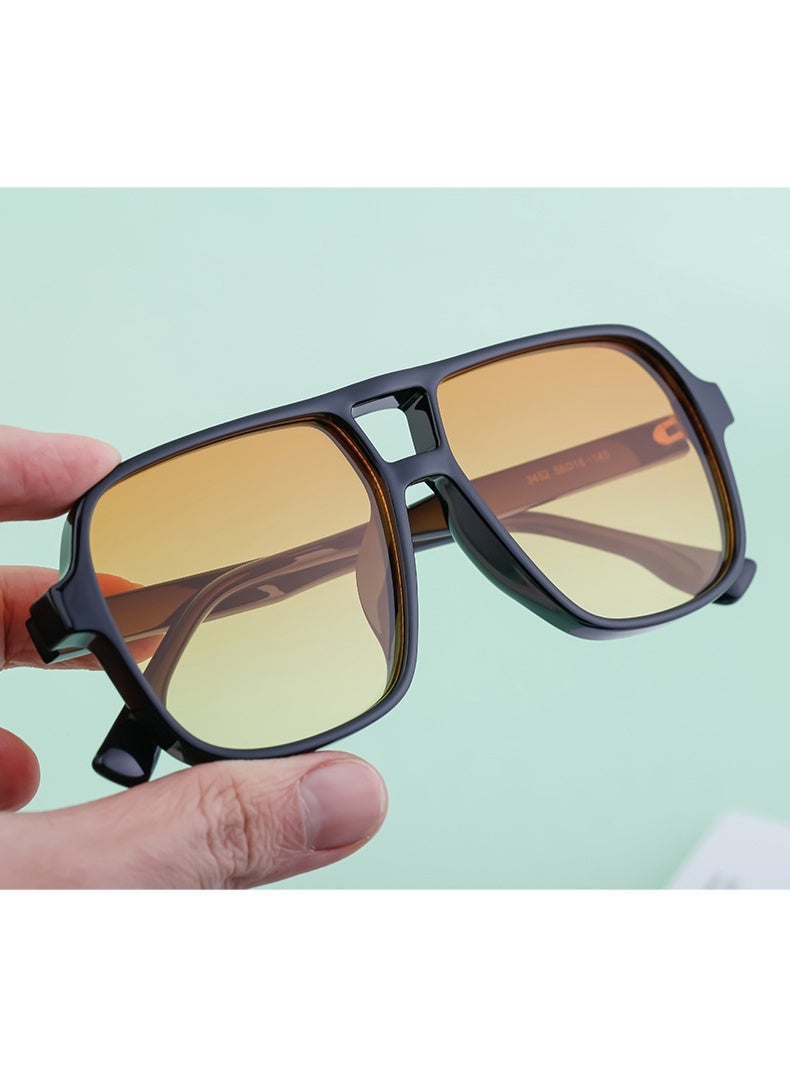 Men's Retro Double Beam Square Frame Sunglasses, lightweight plastic frame, colored lenses with anti-glare UV400 protection, suitable for driving, hiking, beach outings, and matching Gulf Men's daily outfits - Image 4