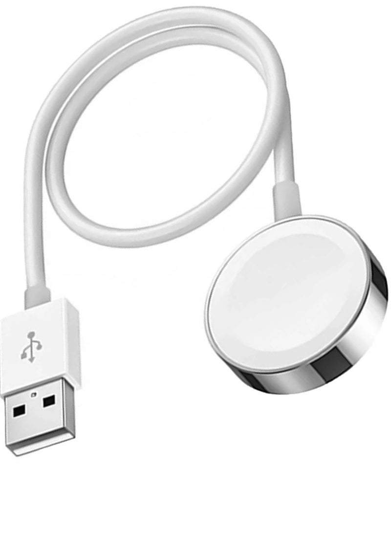 Fast Wireless Magnetic Charger for Smart Watches Series – Compatible with Apple Watch & Other Smartwatch Models – White Compact Wireless Charging Dock with Efficient, Safe & Quick Power Delivery