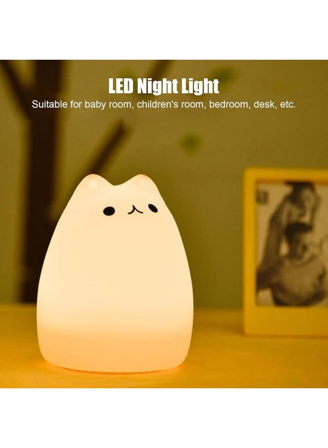 klarako Cat Shaped Night Light USB Charging Silicone Color Changing LED Touch Ambient Lamp for Bedroom - Image 3