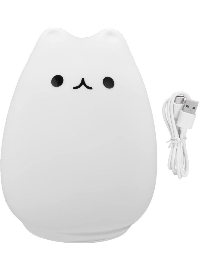 klarako Cat Shaped Night Light USB Charging Silicone Color Changing LED Touch Ambient Lamp for Bedroom - Image 1