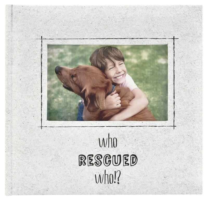 MCS 200-Pocket Who Rescued Who? 4x6 Photo Album with Writing Space  8.5 x 8.5 Inches  Ivory - Image 1