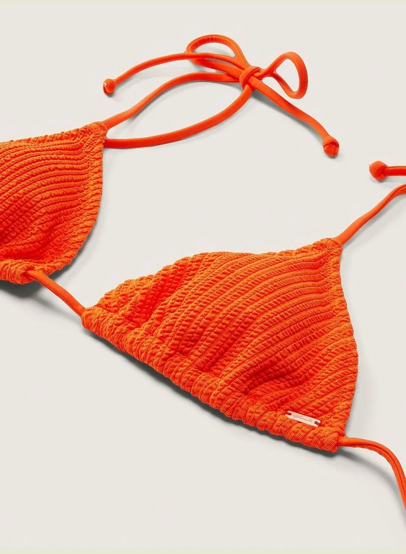 PINK Crinkle Triangle Bikini Top