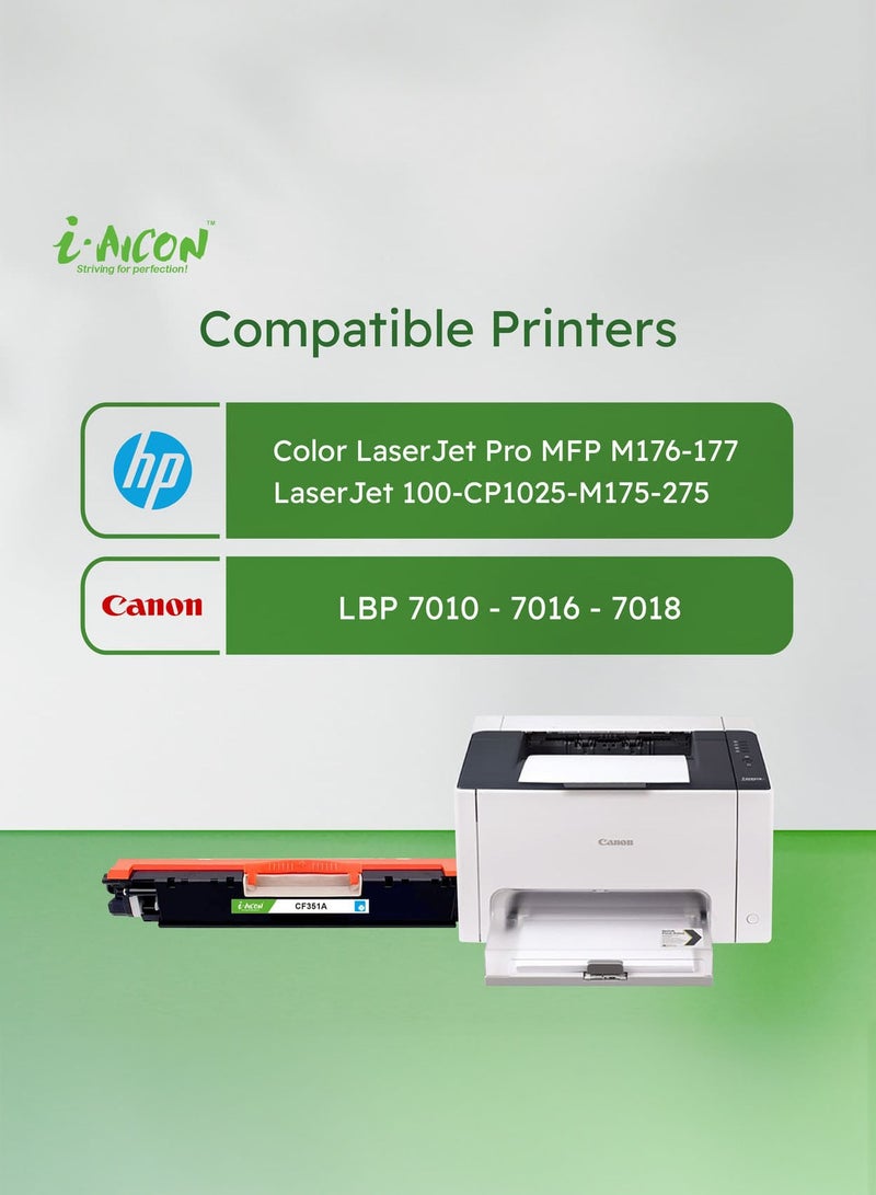 i-Aicon Compatible Laser Toner Cyan (HP CF351A | 130A / CE311A | 126A / Canon 129/329/729) - Image 3