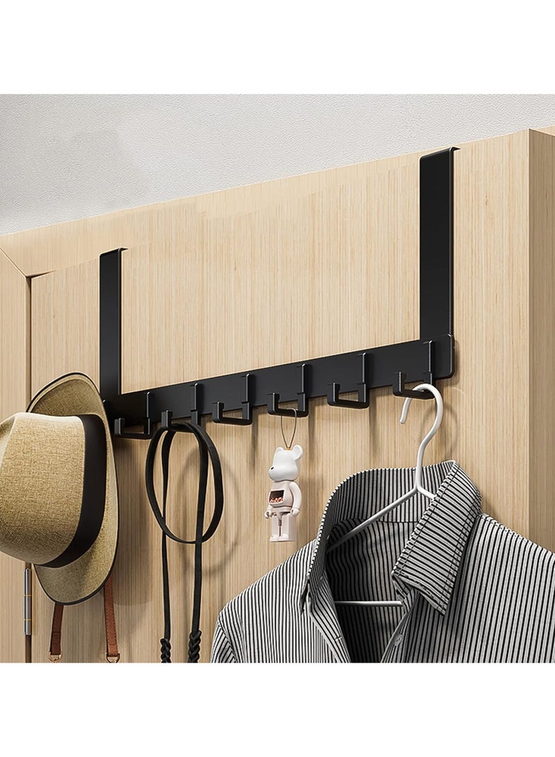 Door Hanger Over The Door Hook Moving 7-Hooks Over Door Coat Rack for Hanging Aluminum Heavy Duty Door Organizer for Towels Clothes Hats Bag Behind Back of Door Bathroom - Image 1