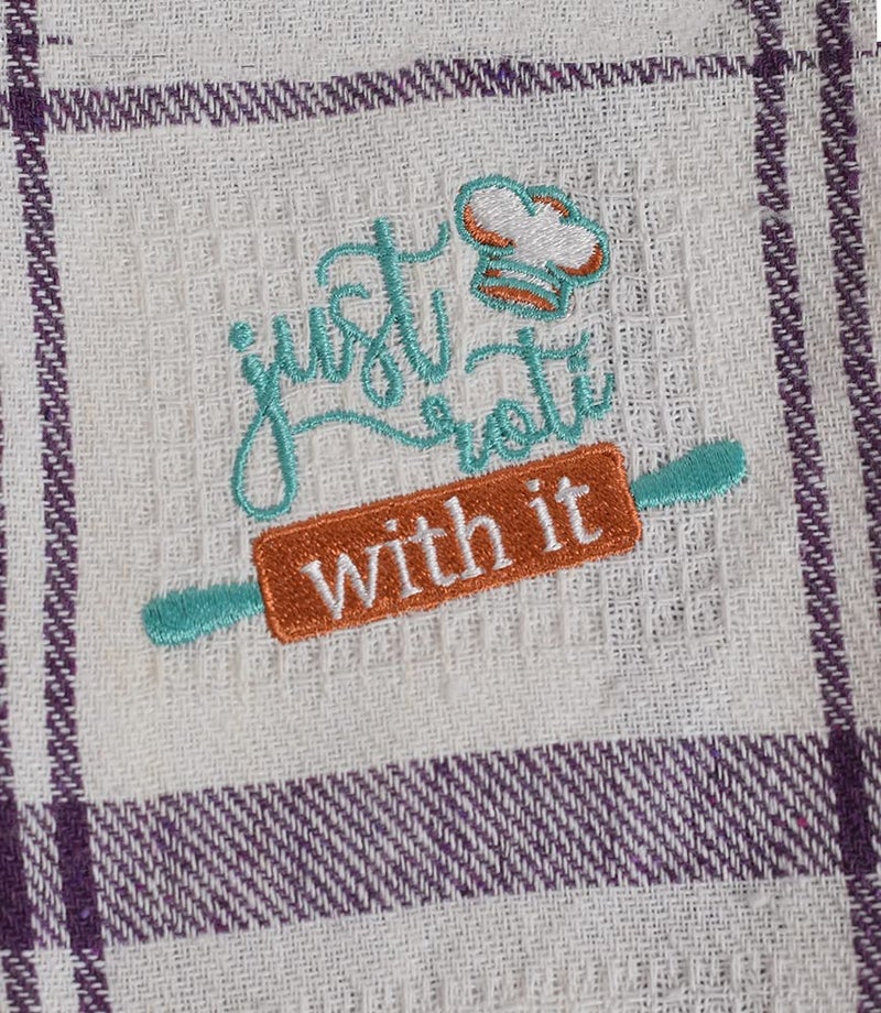 MaatirDesigns Maatir White Checks Embroidered Waffle Cotton Kitchen Dish Towel Set 2 - Image 5