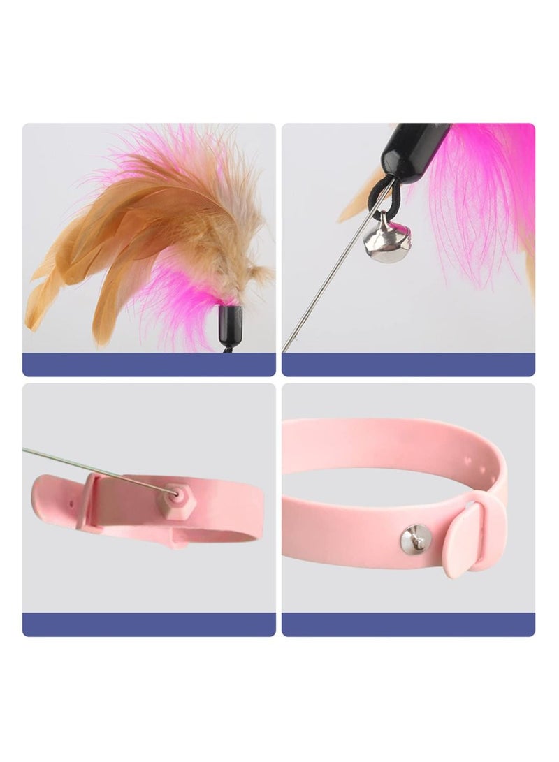 Cat Collar Feather Toy with Interactive Cat Teaser Wands (pink) - Image 3