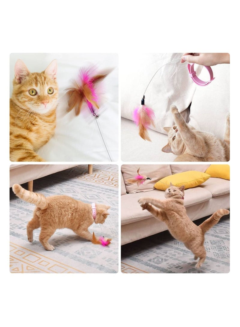 Cat Collar Feather Toy with Interactive Cat Teaser Wands (pink) - Image 2