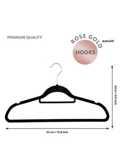 Red Dot Gift 50-Pack Black Non-Slip Velvet Hangers 42cm/16.8In With 360 Degree Rotatable Hook, Durable & Slim for Coat,Pant  - Image 2