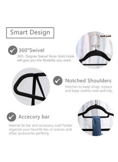Red Dot Gift 50-Pack Black Non-Slip Velvet Hangers 42cm/16.8In With 360 Degree Rotatable Hook, Durable & Slim for Coat,Pant  - Image 3