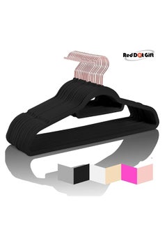 Red Dot Gift 50-Pack Black Non-Slip Velvet Hangers 42cm/16.8In With 360 Degree Rotatable Hook, Durable & Slim for Coat,Pant  - Image 1