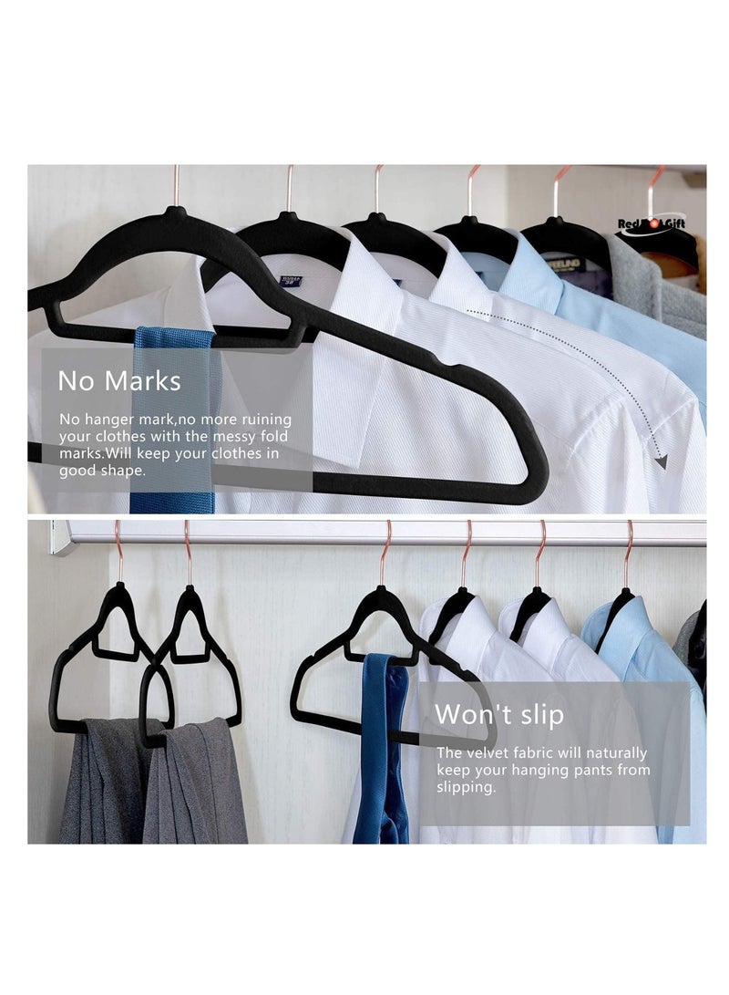 Red Dot Gift 50-Pack Black Non-Slip Velvet Hangers 42cm/16.8In With 360 Degree Rotatable Hook, Durable & Slim for Coat,Pant  - Image 4