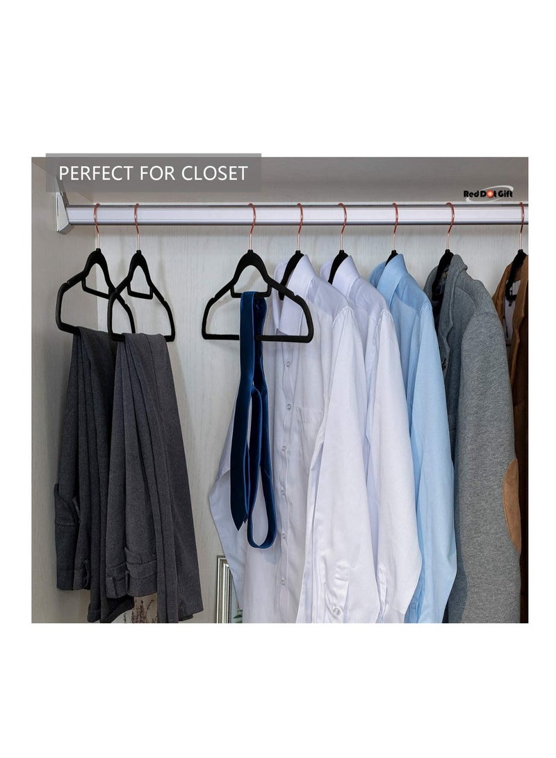 Red Dot Gift 50-Pack Black Non-Slip Velvet Hangers 42cm/16.8In With 360 Degree Rotatable Hook, Durable & Slim for Coat,Pant  - Image 5