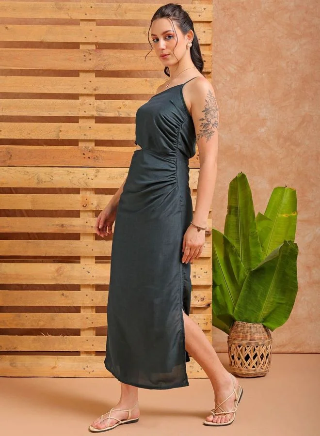 Freehand  Women Regular Fit Solid One Shoulder Sleeveless One Shoulder Dress for Women | Best Price UAE