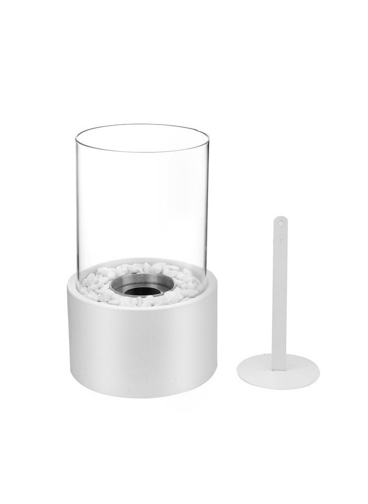 Y&D - Tabletop Fireplace Portable Fire Pit w/ Killer and Pebbles (White) - Image 1