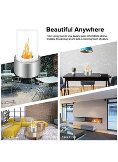 Y&D Tabletop Fireplace Portable Fire Pit w/ Killer and Pebbles (White)  - Image 3