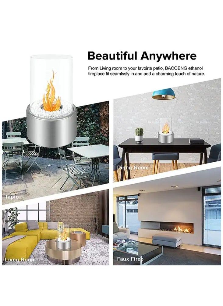 Y&D - Tabletop Fireplace Portable Fire Pit w/ Killer and Pebbles (White) - Image 1