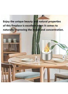 Y&D Tabletop Fireplace Portable Fire Pit w/ Killer and Pebbles (White)  - Image 4