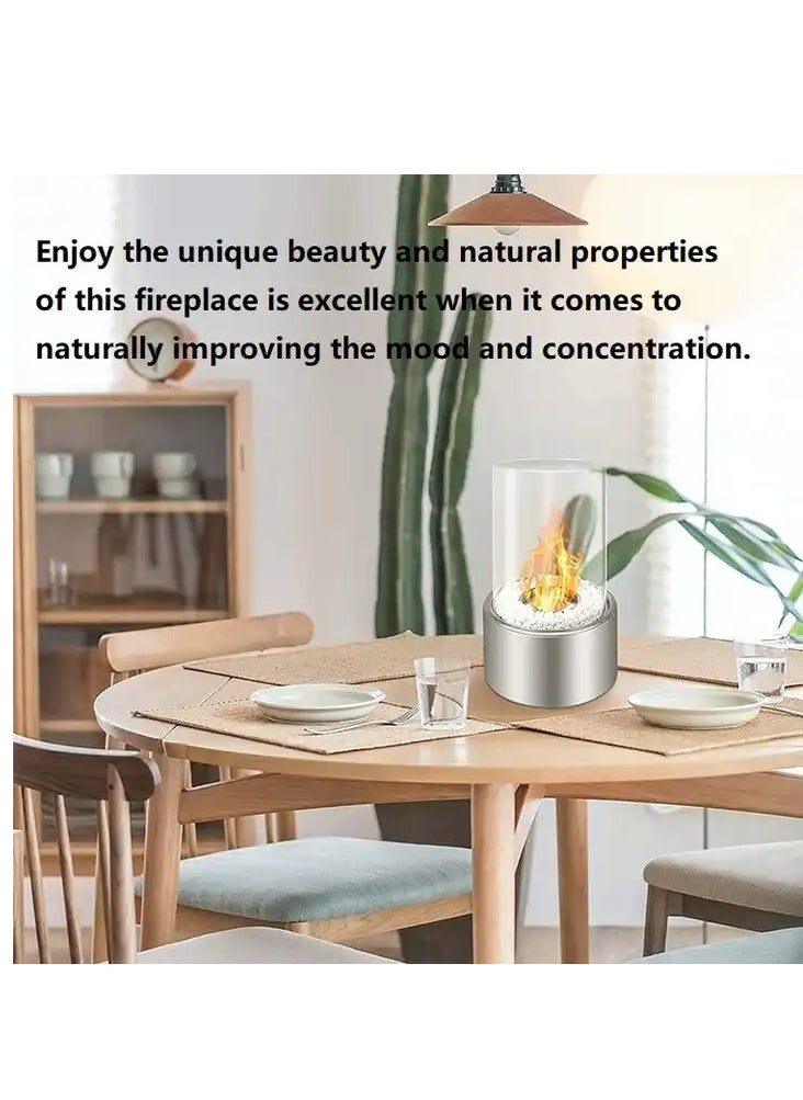 Y&D - Tabletop Fireplace Portable Fire Pit w/ Killer and Pebbles (White) - Image 1