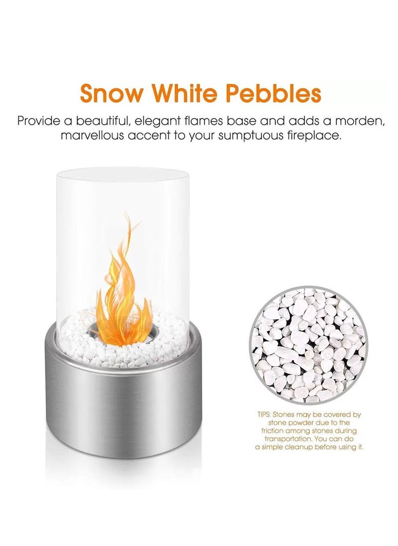 Y&D - Tabletop Fireplace Portable Fire Pit w/ Killer and Pebbles (White) - Image 1